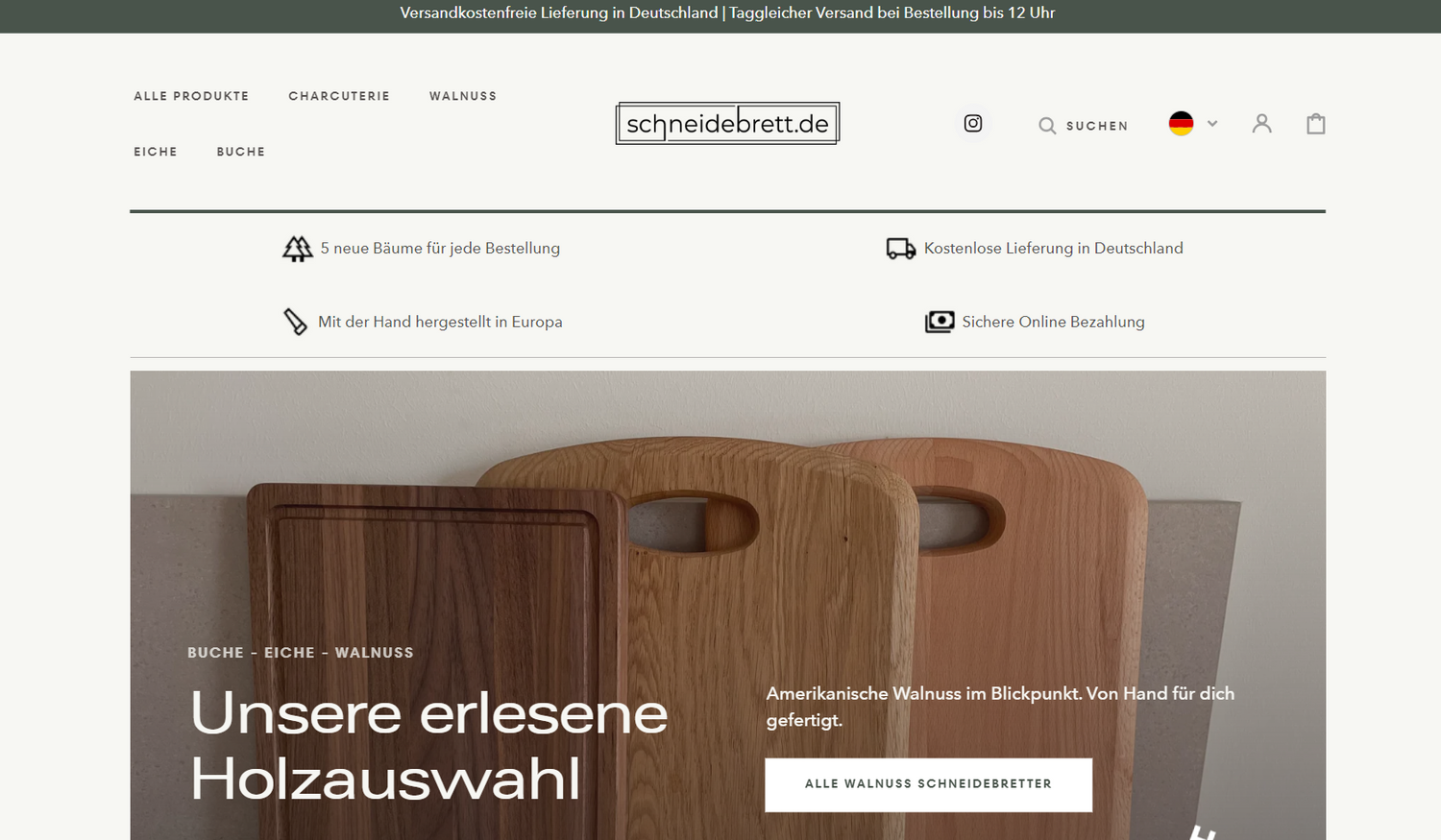 schneidebrett onlineshop für nachhaltige schneidebretter von never stop innovations in müster der shopify agentur entworfe